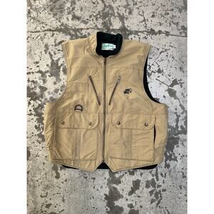 Land Rover Gilet Mens Medium Tan Fleece Lined Utility‎ Vest Rare Rovers North